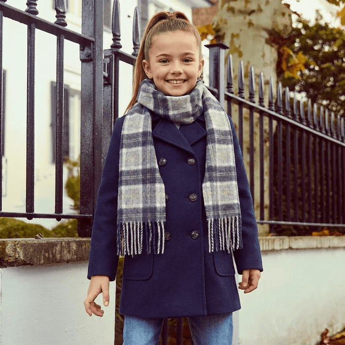 Kids 100% Cashmere Tartan Mini Scarf - BANNOCKBANE SILVER - Heritage Of Scotland -