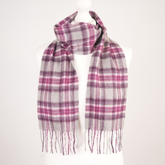 Kids 100% Cashmere Tartan Mini Scarf - STEWART PURPLE - Heritage Of Scotland -