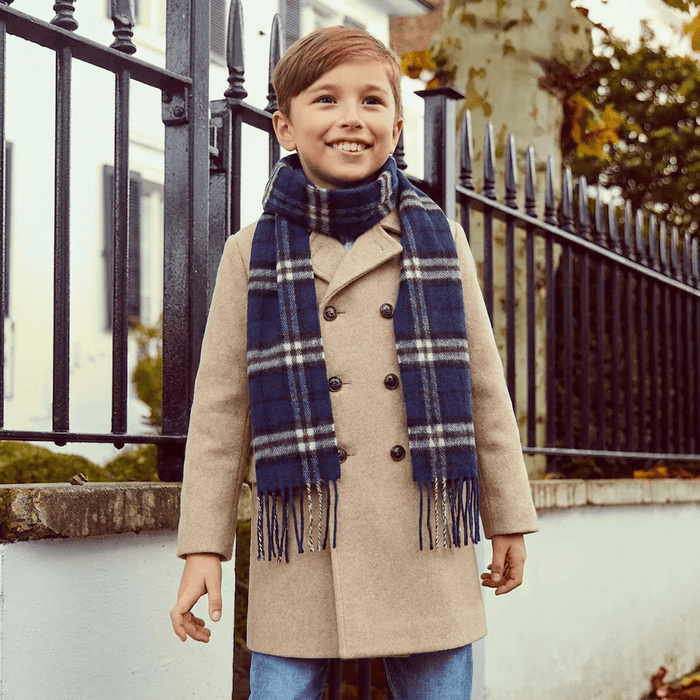 Kids 100% Cashmere Tartan Mini Scarf - THOMSON NAVY - Heritage Of Scotland -