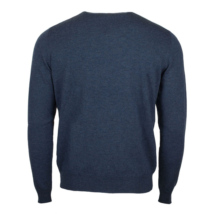 100% Merino Gents V Neck Sweater Denim