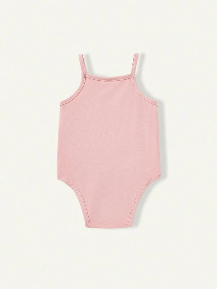 3-Pack Baby Girl Cami Bodysuit Set – Soft Cotton Sleeveless Strap Bodysuits