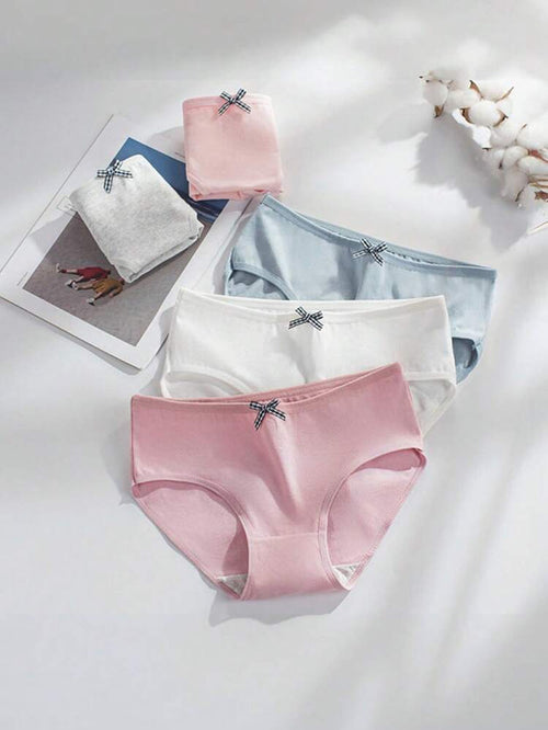 3-Piece Women’s Cotton Brief Panty Set – Soft Mid Rise Everyday Underwear with Random Color Selection