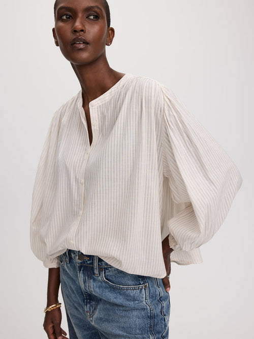 3/4-Sleeve Striped Blouse