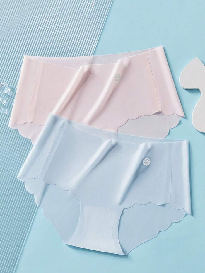 4-Piece Seamless Scallop Edge Women’s Panty Set – Soft Stretch Low Waist Breathable Everyday Underwear