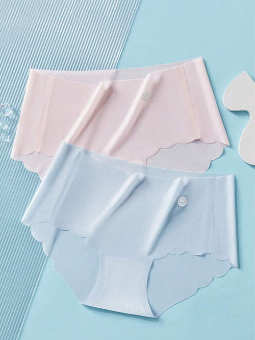 4-Piece Seamless Scallop Edge Women’s Panty Set – Soft Stretch Low Waist Breathable Everyday Underwear