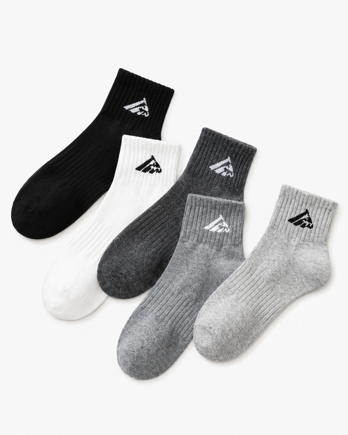 5 Pairs Ribbed Ankle Socks Set