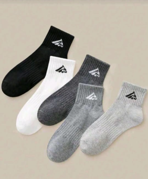 5 Pairs Ribbed Ankle Socks Set