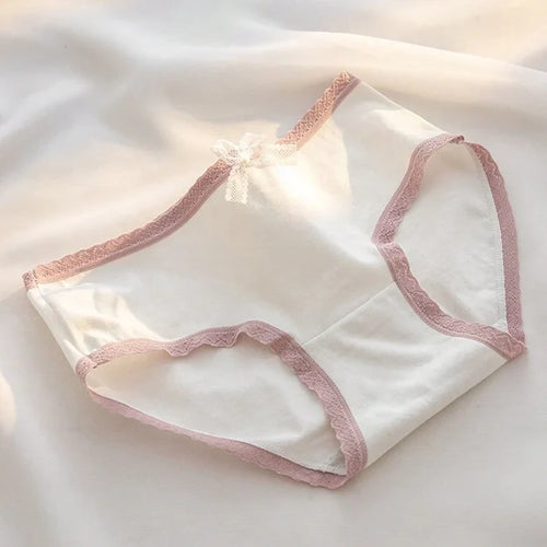 5-Piece Organic Cotton Women’s Cute Brief Panty Set – Soft Mid Rise Underwear with Pink Heart & Plaid Prints