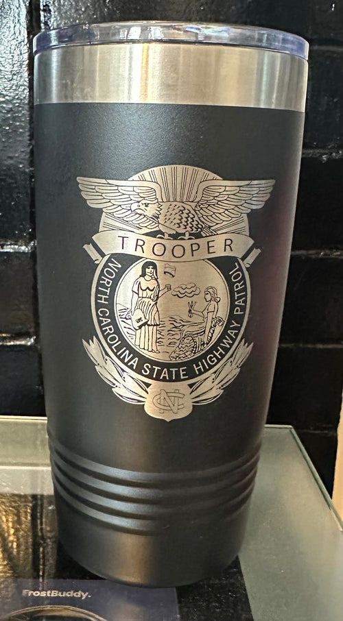 20oz Tumbler w/  Badge Black