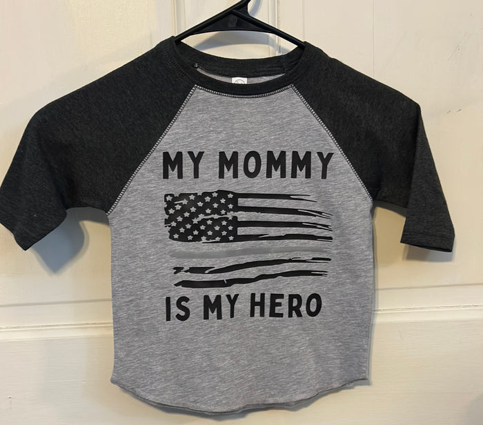 Toddler Mommy Hero Baseball Tee