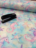 Aqua Seahorse Jersey - Per 50cm - Family Fabrics B.V.