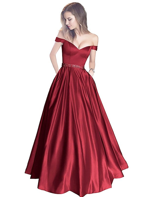 A Line Off Shoulder Burgundy Prom Dresses, Off Shoulder Burgundy Formal Dresses, Evening Dress, Bridesmaid Dresses