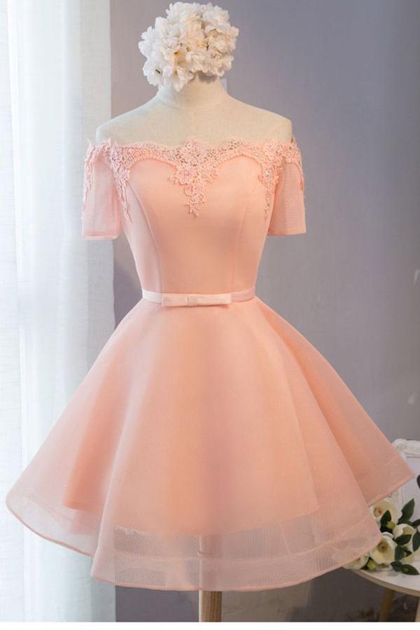 A Line Sky Blue Short Lace Prom Dresses, Sky Blue Graduation Dresses, Lace Homecoming Dresses