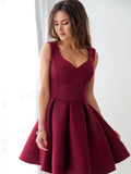 A Line Sweetheart Neck Maroon Prom Dress, Short Maroon Homecoming Dress, Formal Dresses, Maroon Graduation Dresses