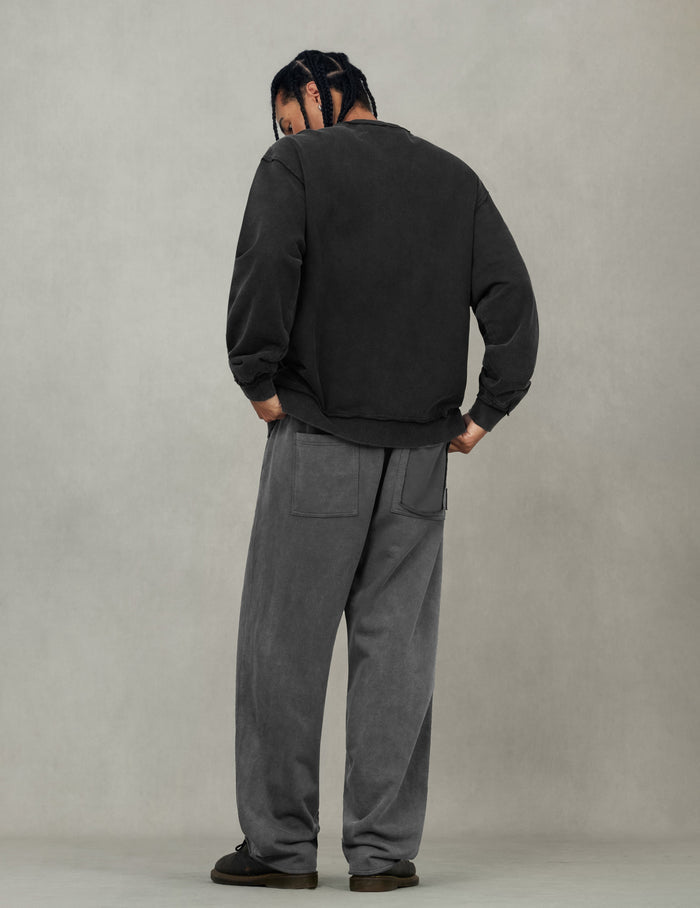 Acid-wash and Distressed Seagull Appliqué Relax Fit Sweatshirt