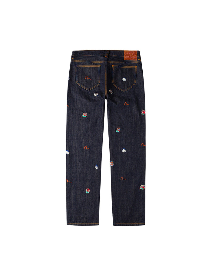Allover Brand Embroidery Regular Fit Jeans #2020