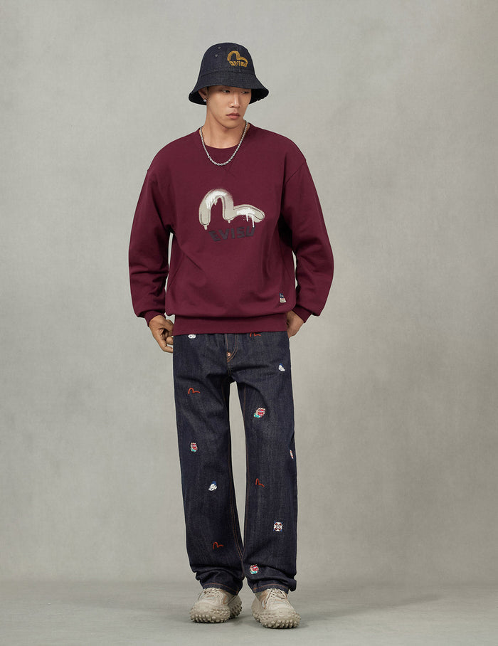 Allover Brand Embroidery Regular Fit Jeans #2020
