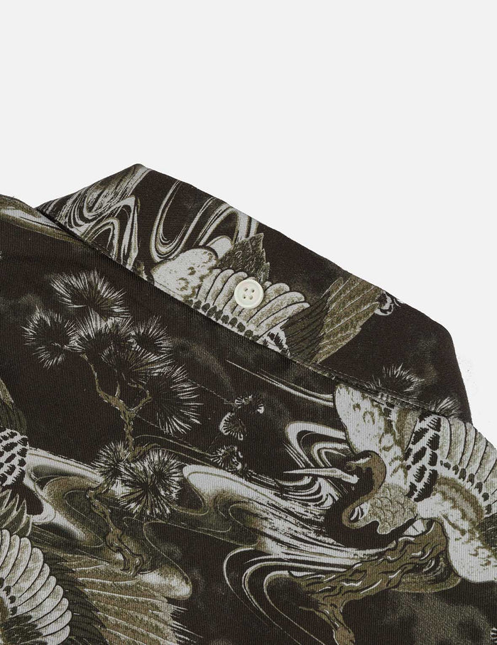 Allover Crane Print Relax Fit Shirt