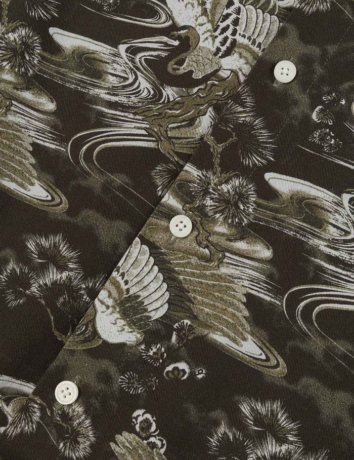 Allover Crane Print Relax Fit Shirt