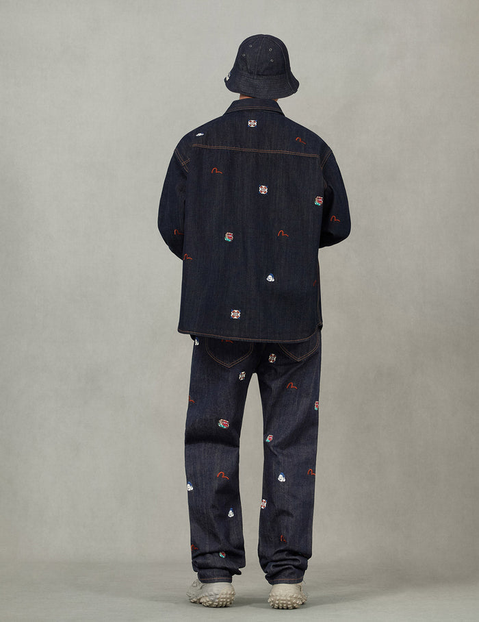 Allover Embroidery Regular Fit Denim Shirt Jacket