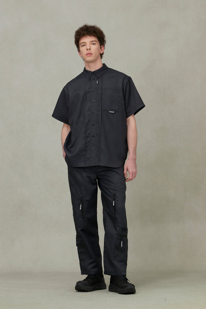 Allover Logo Print Loose Fit Short Sleeves Shirt