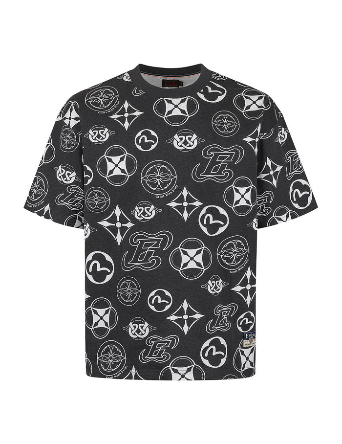 Allover Multi-logo Print Loose Fit T-shirt