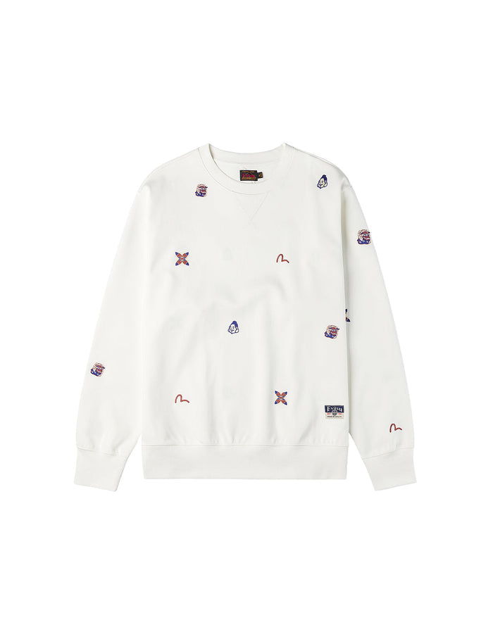 Allover Multi Logos Embroidery Relax Fit Sweatshirt