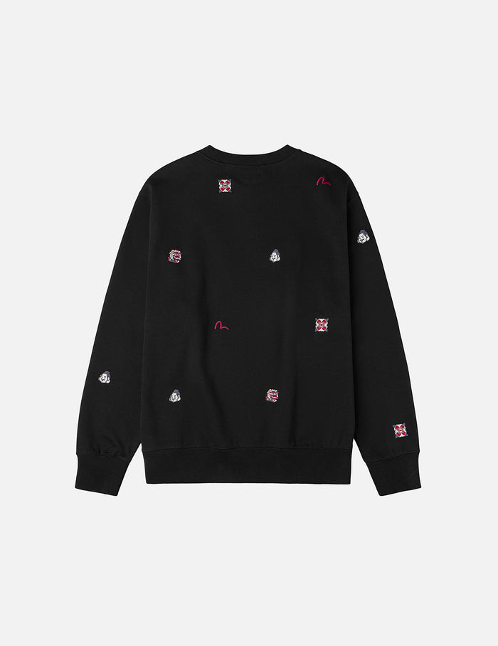 Allover Multi Logos Embroidery Relax Fit Sweatshirt