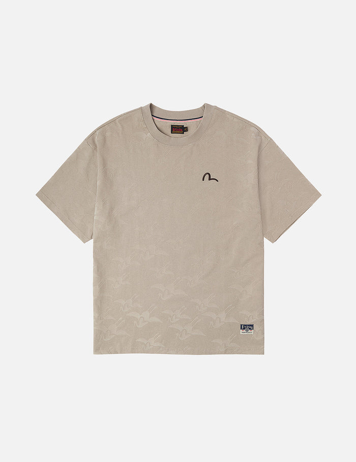 Allover Seagull Crane Flocking Print Relax Fit T-shirt
