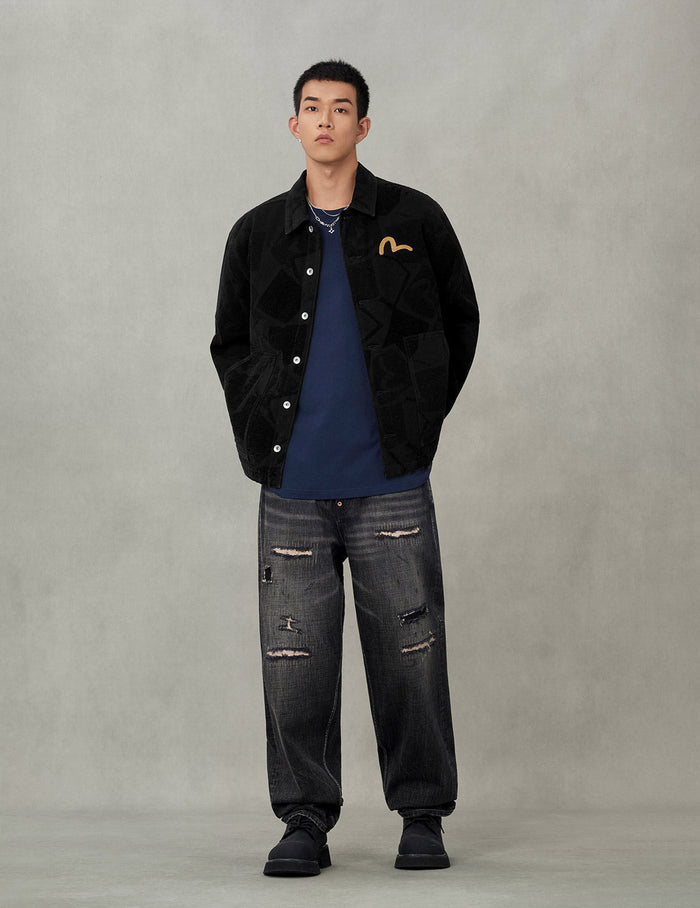 Allover Seagull Jacquard  Regular Fit Chore Jacket