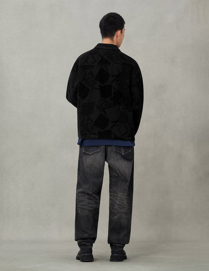 Allover Seagull Jacquard  Regular Fit Chore Jacket