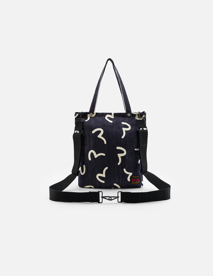 Allover Seagull Print Denim Bag