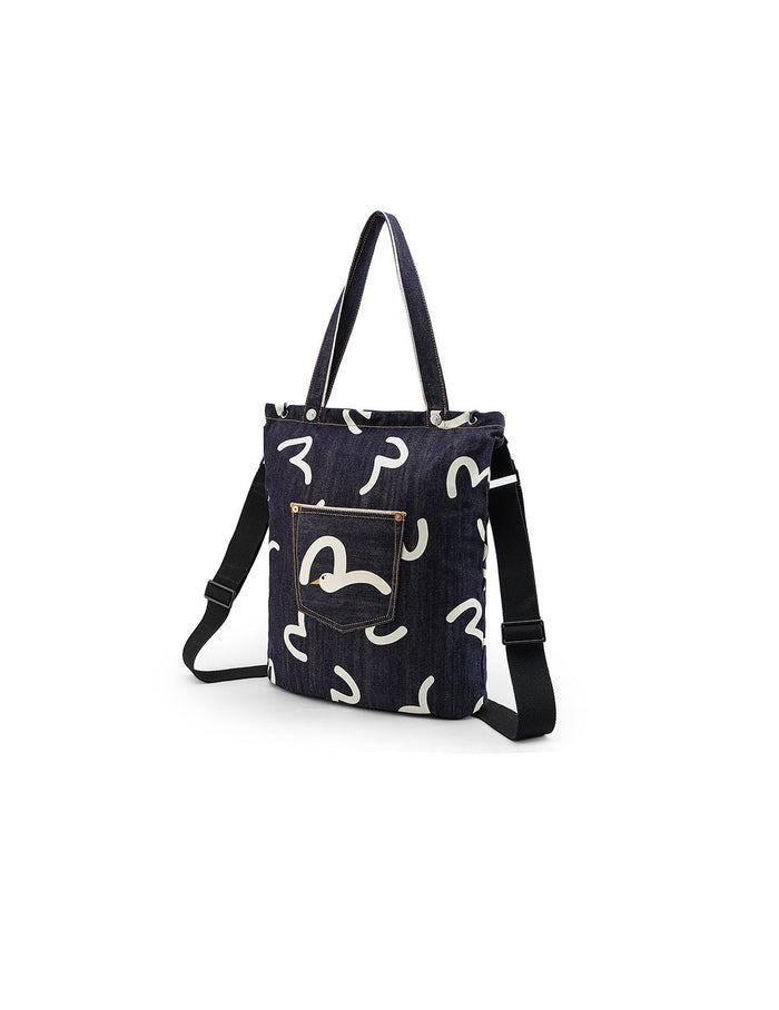 Allover Seagull Print Denim Bag