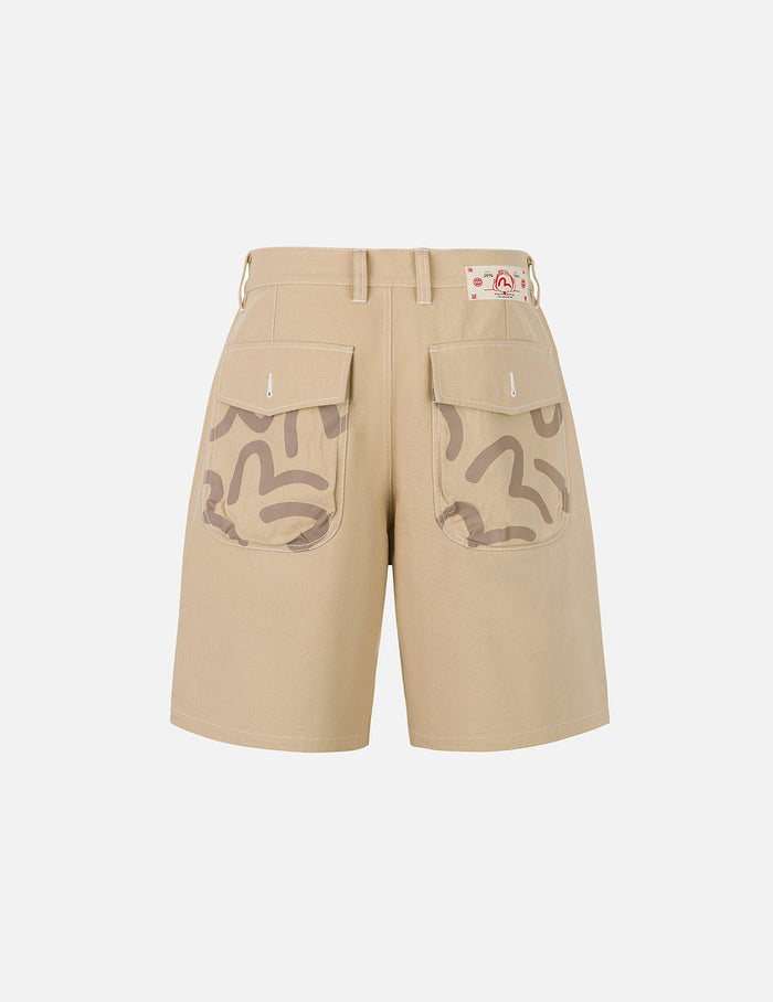 Allover Seagull Print Pocket Oversized Shorts