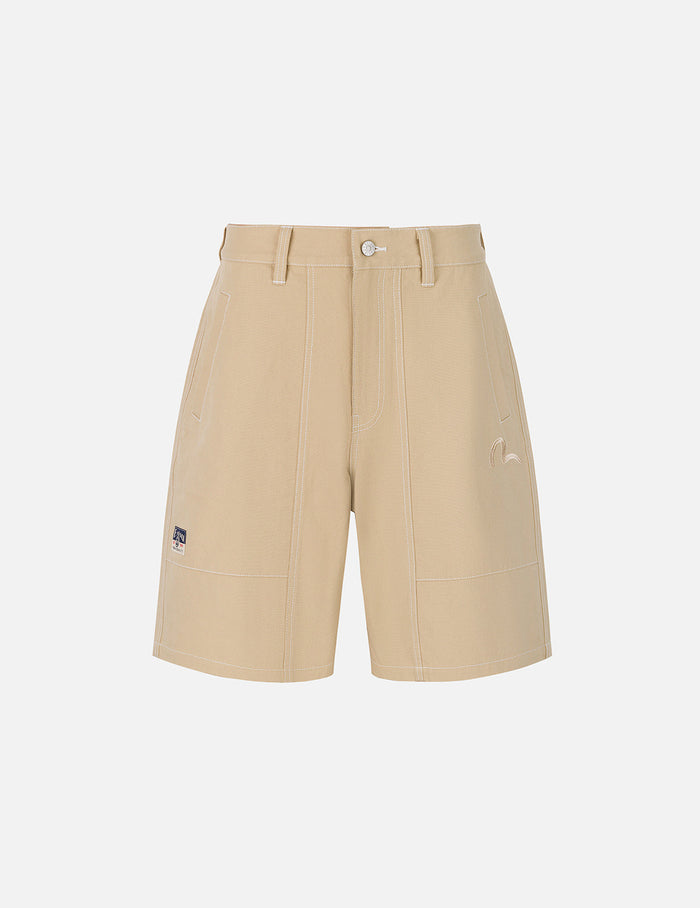 Allover Seagull Print Pocket Oversized Shorts