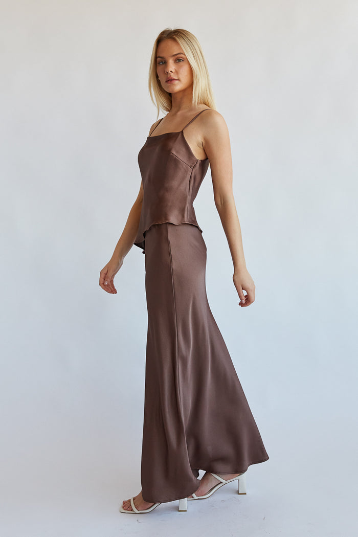 asymmetrical silky slinky tank top with adjustable straps - elevated basics boutique