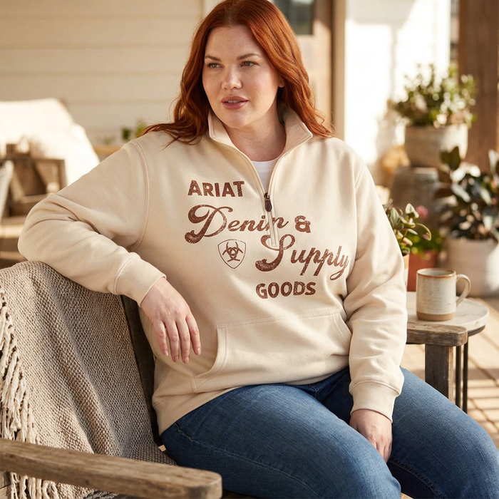 Ariat Women's Denim & Supply Pullover — Oyster Grey / Small / Each — view 2