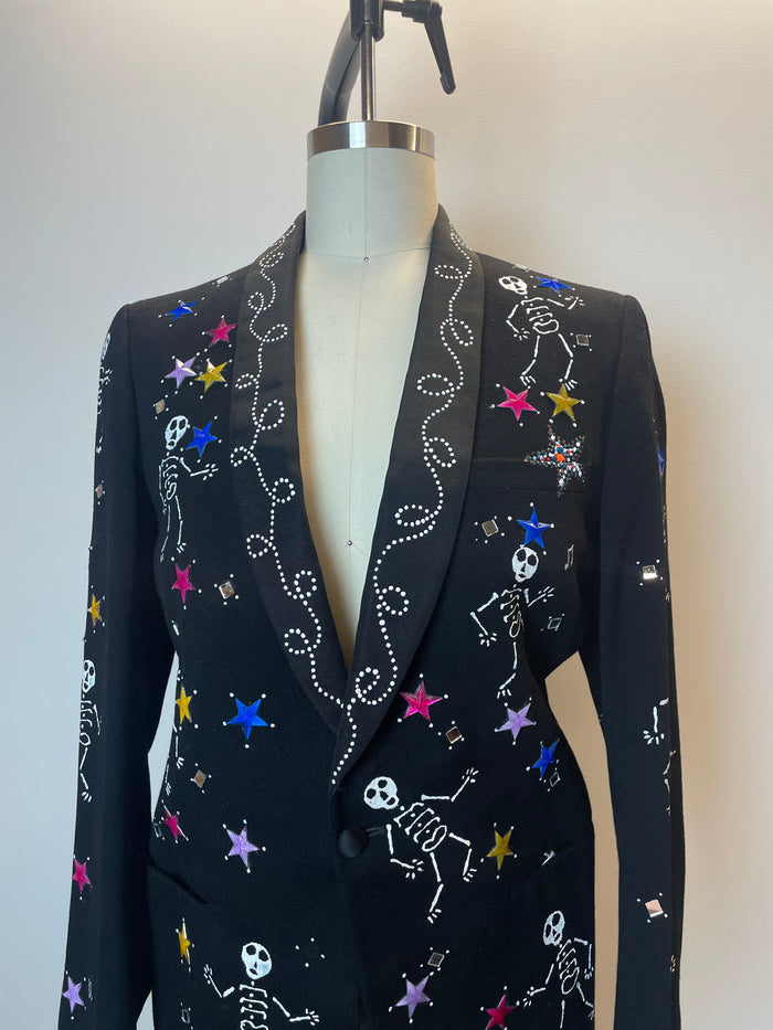 Art Storey Hand Painted Skeleton and Star Blazer image 3