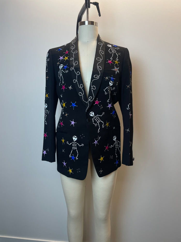 Art Storey Hand Painted Skeleton and Star Blazer image 4