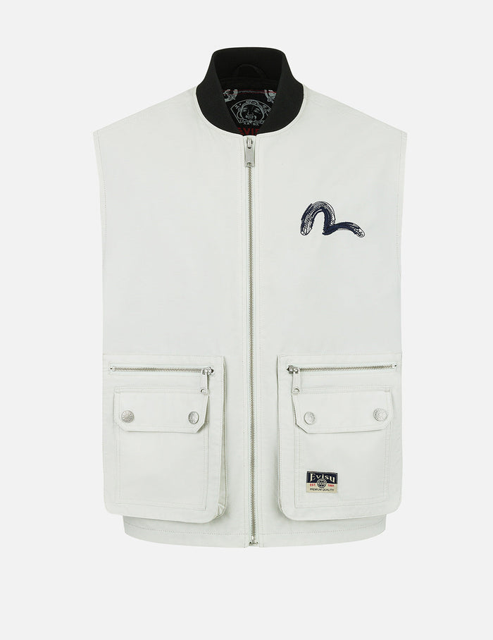 Artistic Logo Embroidery Fashion Fit Vest Jacket