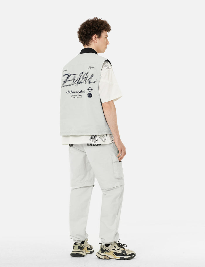 Artistic Logo Embroidery Fashion Fit Vest Jacket