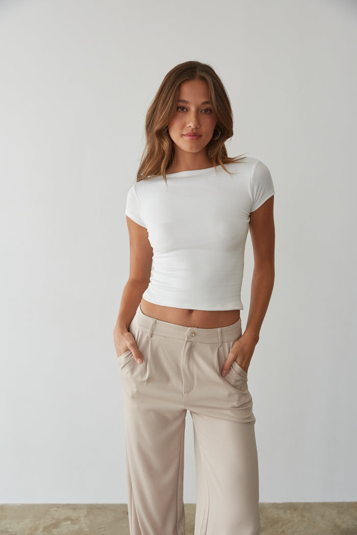 white open back baby tee