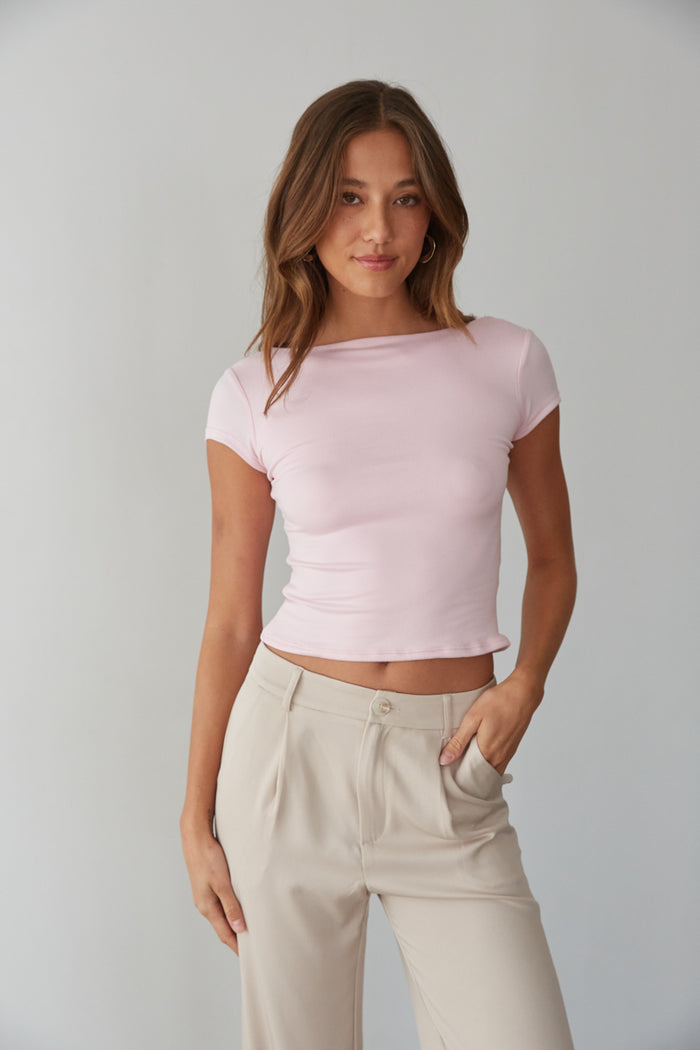 pink low back baby tee