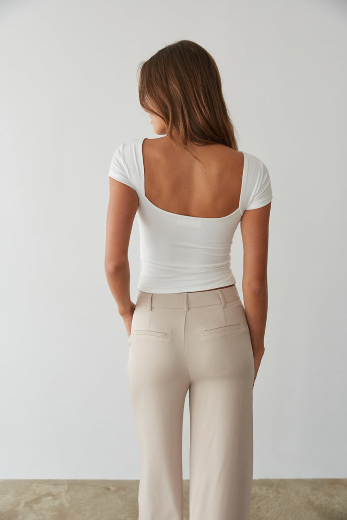 white low back t shirt