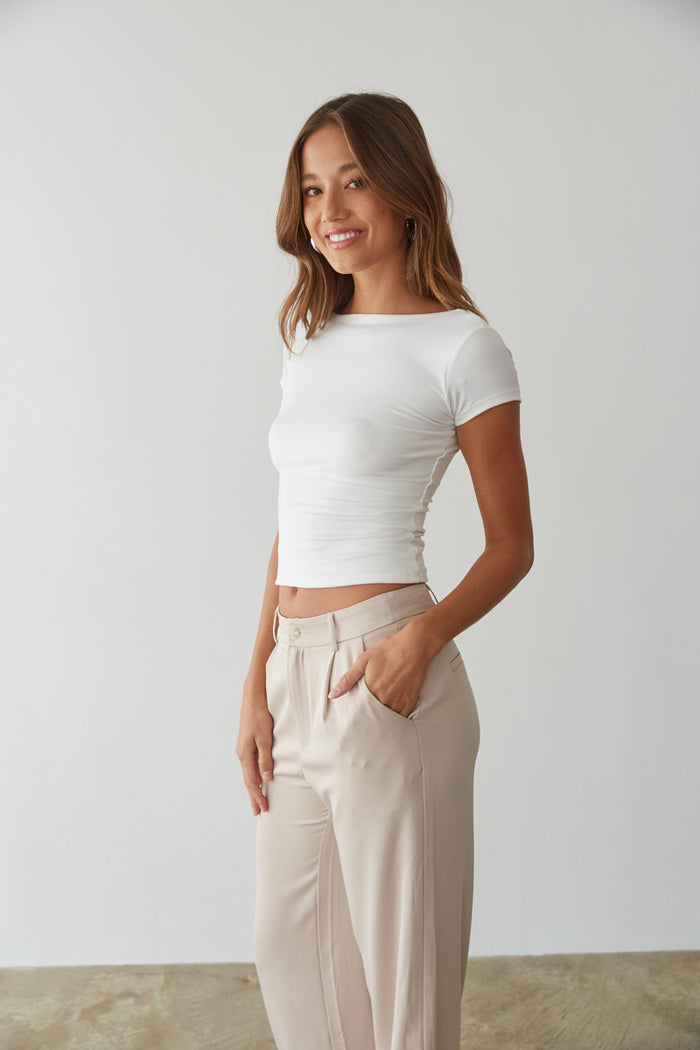 low back white baby tee