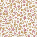 Autumn Leaves OldPink Flowers OffWhite - Family Fabrics B.V.