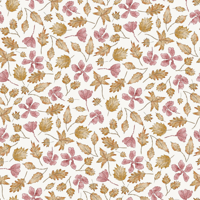 Autumn Leaves OldPink Flowers OffWhite - Family Fabrics B.V.