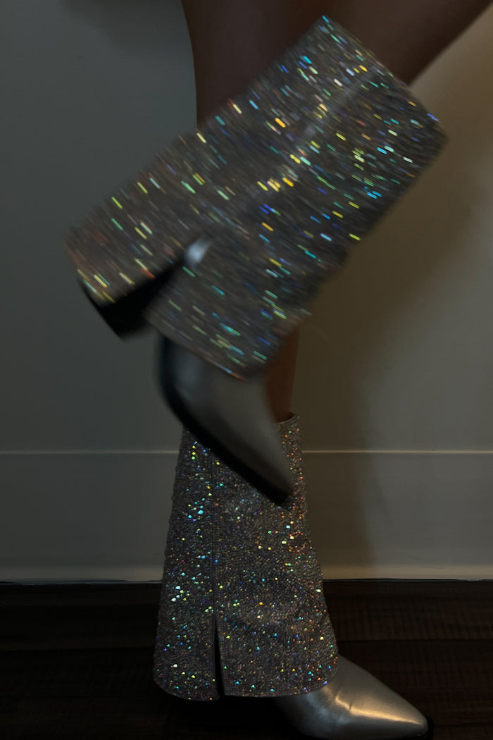 glitter fold over party boots