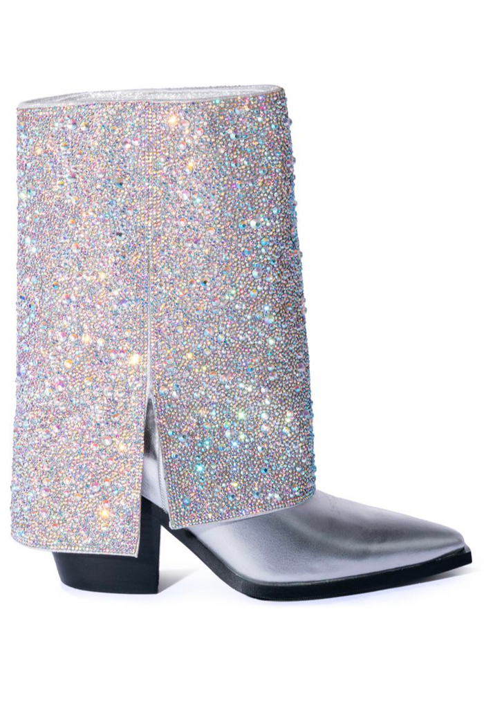 silver rhinestone western bootie - bachelorette cowboy boots