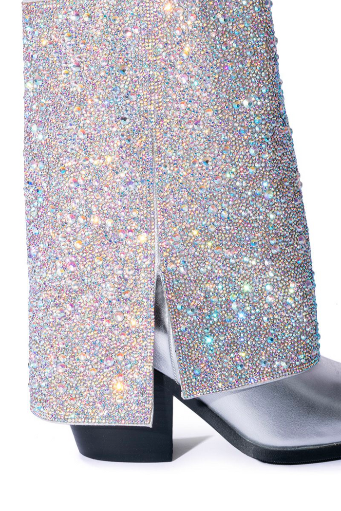 silver rhinestone booties by azalea wang - sparkly stagecoach cowboy boots